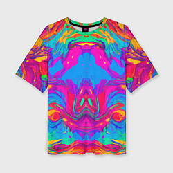 Женская футболка оверсайз Красочная зеркальная абстракция - мода - нейросеть