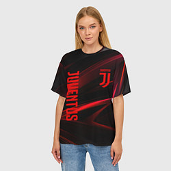 Футболка оверсайз женская Juventus black red logo, цвет: 3D-принт — фото 2