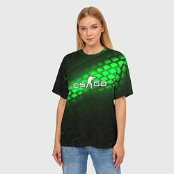 Футболка оверсайз женская CSGO green light logo, цвет: 3D-принт — фото 2
