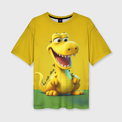 Женская футболка оверсайз Жёлтый крокодил