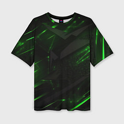 Футболка оверсайз женская Dark black green abstract, цвет: 3D-принт