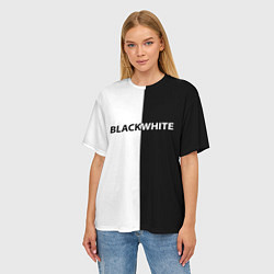 Футболка оверсайз женская Black white, цвет: 3D-принт — фото 2