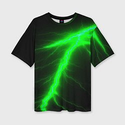 Футболка оверсайз женская Зеленый разряд молнии, цвет: 3D-принт