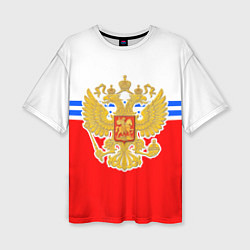 Женская футболка оверсайз Герб Российской Федерации - полосы