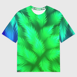Футболка оверсайз женская Объемные пушистые зеленые листья, цвет: 3D-принт