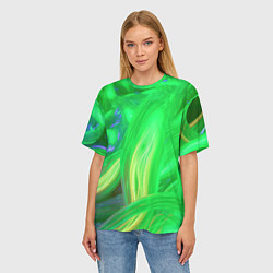 Футболка оверсайз женская Зеленая абстракция, цвет: 3D-принт — фото 2