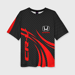 Женская футболка оверсайз Honda CR-V - красный и карбон