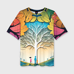 Женская футболка оверсайз Семейное дерево - нейросеть