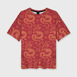 Футболка оверсайз женская Dragon red pattern, цвет: 3D-принт