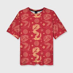Женская футболка оверсайз Азиатские драконы - классика