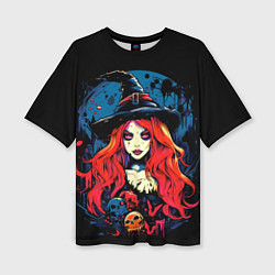 Женская футболка оверсайз Ведьма с красными волосами