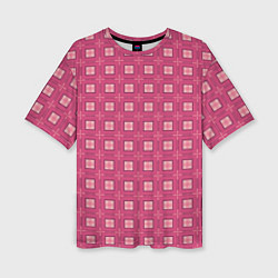 Женская футболка оверсайз Розовый клетчатый паттерн