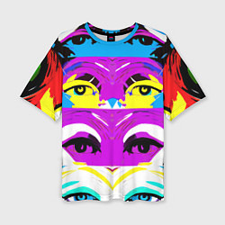 Женская футболка оверсайз Eyes - pop art - neural network