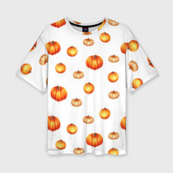 Женская футболка оверсайз Оранжевые тыквы - паттерн
