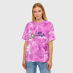 Футболка оверсайз женская I am kenough - розовый тай-дай, цвет: 3D-принт — фото 2