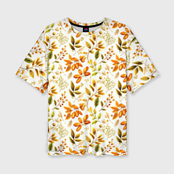Женская футболка оверсайз Осенние листья и желуди