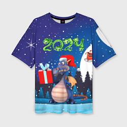 Футболка оверсайз женская Cиний дракон, цвет: 3D-принт