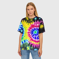 Футболка оверсайз женская Colorful floral composition - tie-dye, цвет: 3D-принт — фото 2