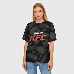 Футболка оверсайз женская Боец KFC на фоне бургеров, цвет: 3D-принт — фото 2