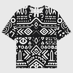 Футболка оверсайз женская Черно-белый абстрактный паттерн, цвет: 3D-принт
