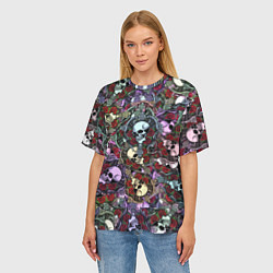 Футболка оверсайз женская Череп с крыльями паттерн, цвет: 3D-принт — фото 2