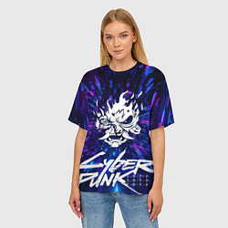 Футболка оверсайз женская Cyberpunk 2077: samurai blue, цвет: 3D-принт — фото 2