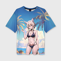 Футболка оверсайз женская Дзета в купальнике, цвет: 3D-принт