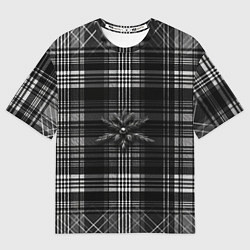 Футболка оверсайз женская Черно-белая шотландская клетка, цвет: 3D-принт