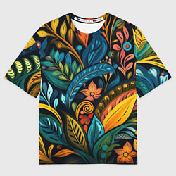 Футболка оверсайз женская Растительный узор в бразильском стиле, цвет: 3D-принт