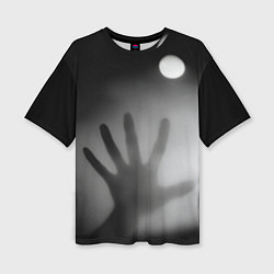 Женская футболка оверсайз Рука в ночном тумане