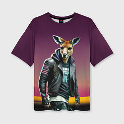 Женская футболка оверсайз Cool kangaroo - ai art