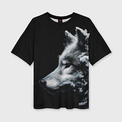 Женская футболка оверсайз Дымный волк