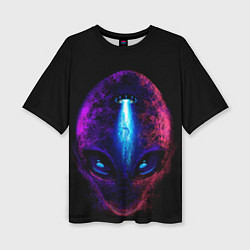 Женская футболка оверсайз UFO alien head