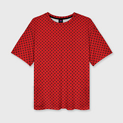 Женская футболка оверсайз Красно-чёрный маленькие сердчеки
