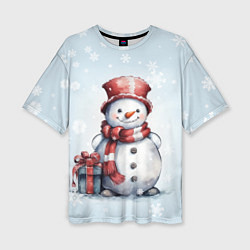 Женская футболка оверсайз New Years cute snowman
