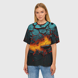 Футболка оверсайз женская Разлом неоновых плит, цвет: 3D-принт — фото 2