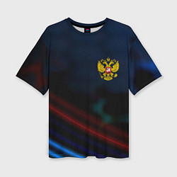 Футболка оверсайз женская Спортивная россия герб, цвет: 3D-принт