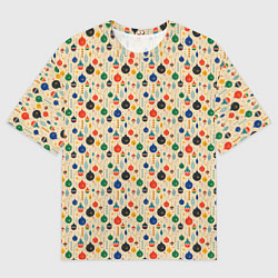 Футболка оверсайз женская Разноцветные ёлочные игрушки, цвет: 3D-принт