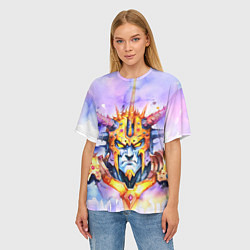 Футболка оверсайз женская Оранжевый робот с рогами, цвет: 3D-принт — фото 2