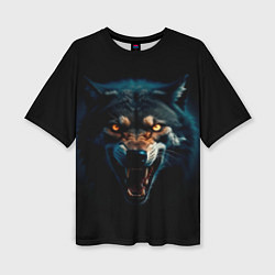 Женская футболка оверсайз Волк хищник