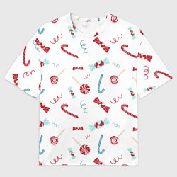 Женская футболка оверсайз Новогодние конфетки и подарки