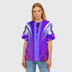 Футболка оверсайз женская Фиолетовые линии и полосы, цвет: 3D-принт — фото 2