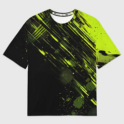 Футболка оверсайз женская Зеленая краска на черном фоне, цвет: 3D-принт