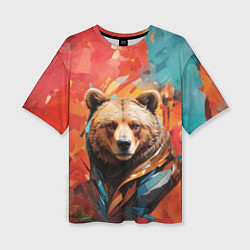 Женская футболка оверсайз Праздничный медведь