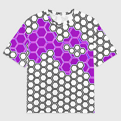 Футболка оверсайз женская Фиолетовая энерго-броня из шестиугольников, цвет: 3D-принт