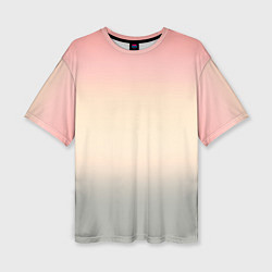 Женская футболка оверсайз Персиковый и серый градиент