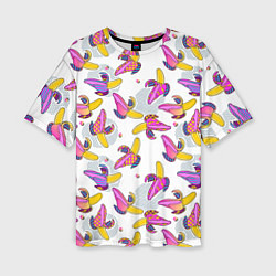 Женская футболка оверсайз Разноцветный банан