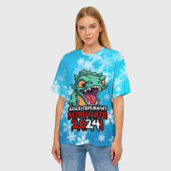 Футболка оверсайз женская 2023 пережили встречайте 2024, цвет: 3D-принт — фото 2