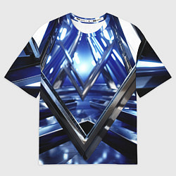 Футболка оверсайз женская Синяя и черная конструкция абстракция, цвет: 3D-принт