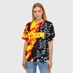 Футболка оверсайз женская Doom огненное лого, цвет: 3D-принт — фото 2